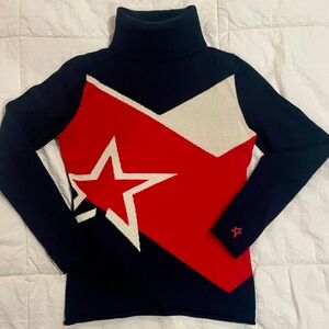 Perfect Moment Red and Navy Turtleneck Sweater